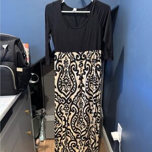 Pinkblush Black and Cream Long Sleeve Dress